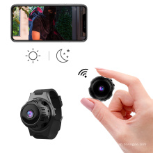 Mini câmera com alça de pulso Câmera de segurança sem fio Wi-Fi oculta 1080P Visão noturna com movimento ativado interno Externo Nanny Cam